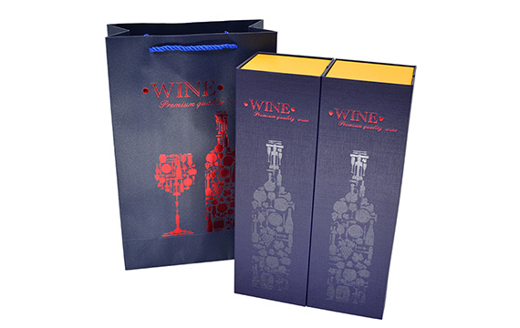 Custom designed wine box packaging with paper bag