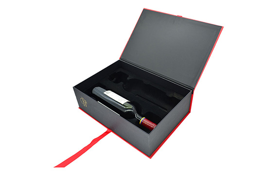 Customised book shaped flip top 2 bottles red wine packaging gift box
