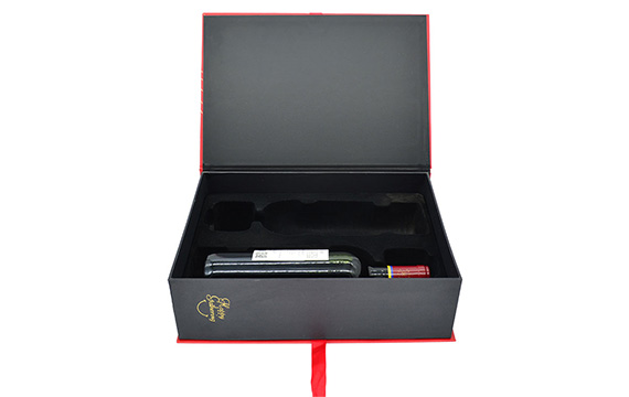 Luxury Black Cardboard Wine Bottle Customised Gift Box