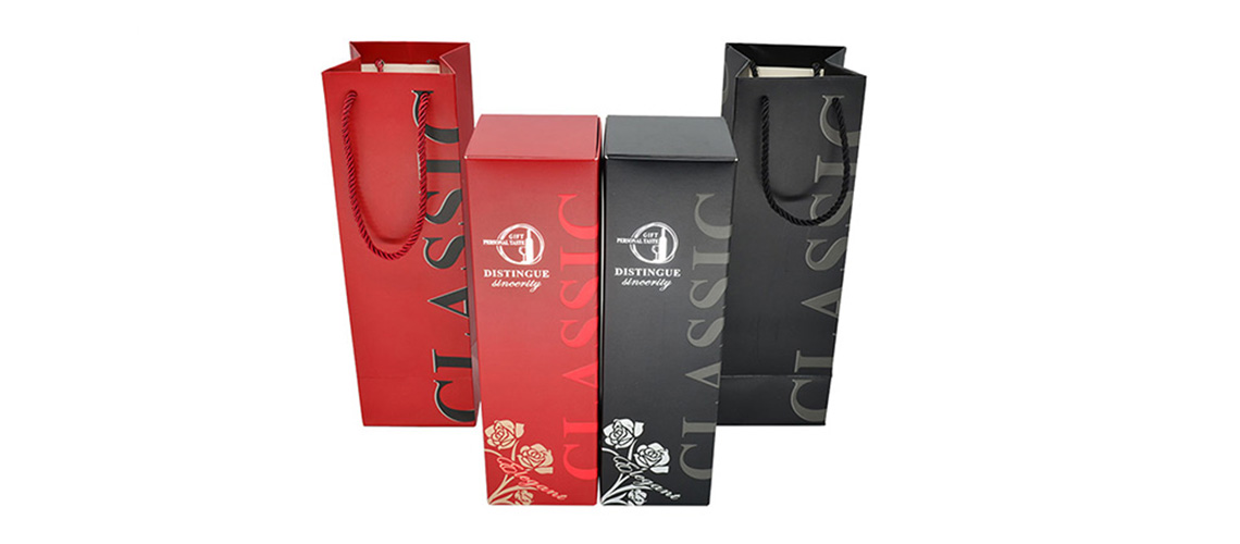 wine gift box packaging with paper bag